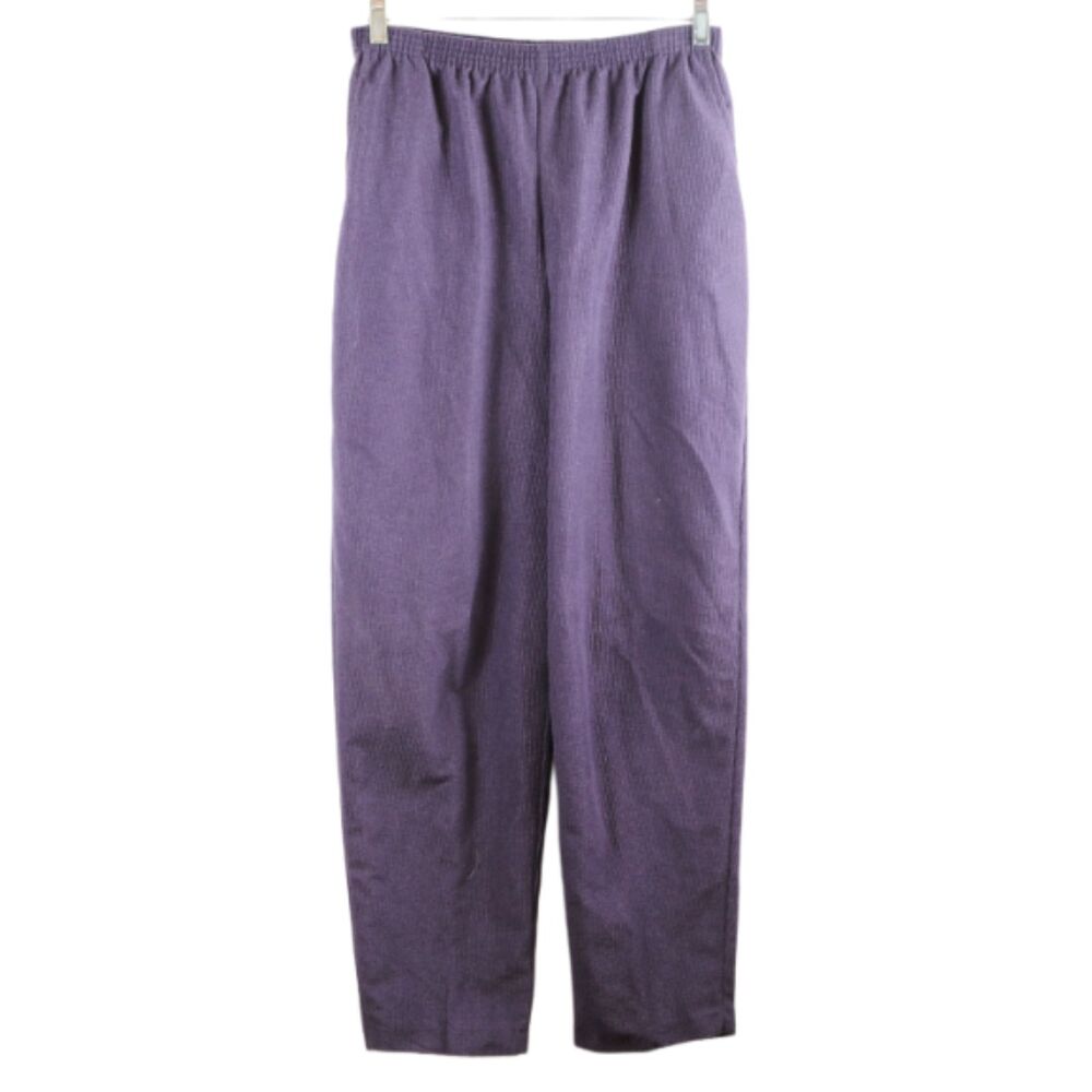 Tag Purple Women's Pull On Ribbed Pants Elastic Waist Size 14 054